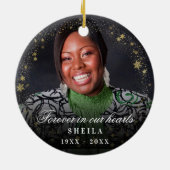 Herdenking voor altijd in ons hart Fotogoudsneeuw Keramisch Ornament (Achterkant)