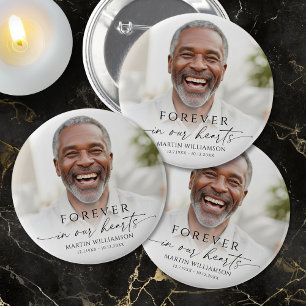 Herdenking Voor Altijd in Onze Hart Foto Gepersona Ronde Button 5,7 Cm