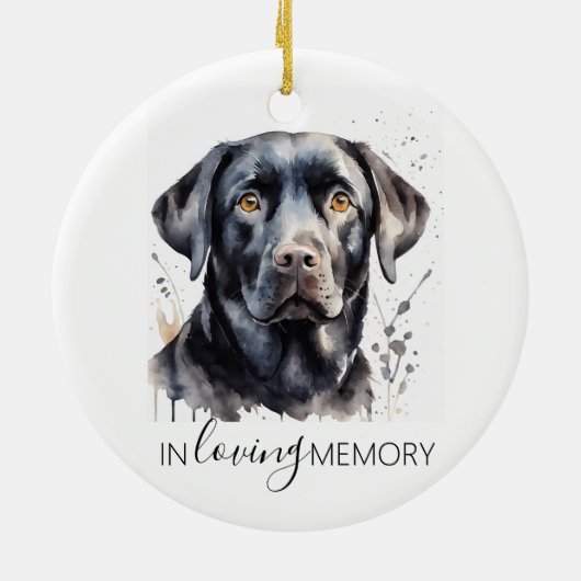 herdenking waterverf zwart Labrador ornament (Achterkant)