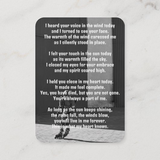 Herdenking Zakkaart Atleet Rollerblade Schaatsen Visitekaartje (Achterkant)