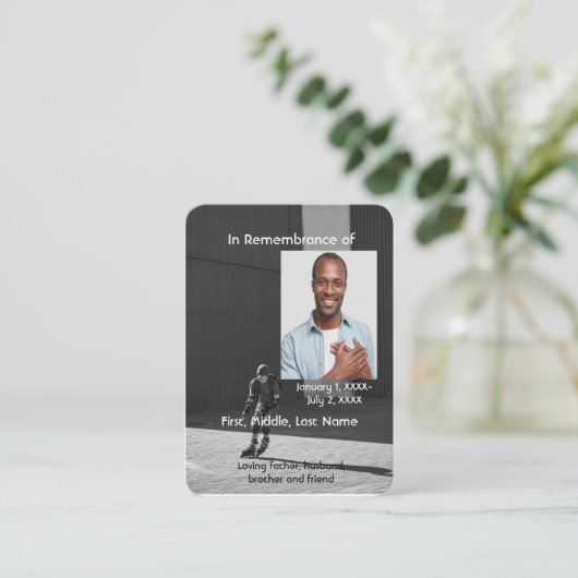 Herdenking Zakkaart Atleet Rollerblade Schaatsen Visitekaartje (Staand voorkant)