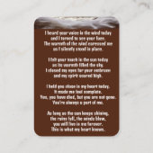 Herdenking Zakkaart Bakken Bakkerij Koken Visitekaartje (Achterkant)