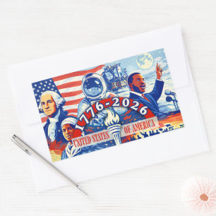 Herdenkings- 1776-2026 USA Semiquincentennial  Rechthoekige Sticker