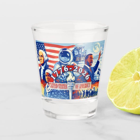 Herdenkings- 1776-2026 VS Semiquincentennial  Shot Glas (Voorkant)