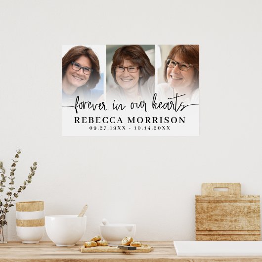 Herdenkings 3 foto's Script Voor altijd in onze ha Poster (Keuken)