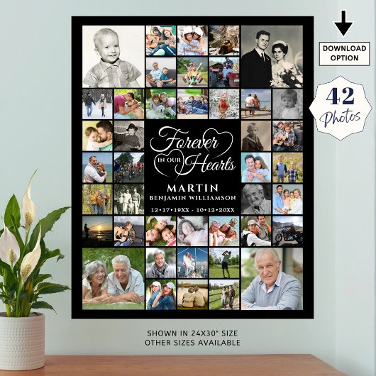 Herdenkings- 42 Foto Collage NOOIT VERGETEN Poster