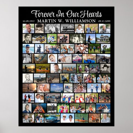 Herdenkings 70 Foto Collage Eenvoudig op Maat Poster (Voorkant)