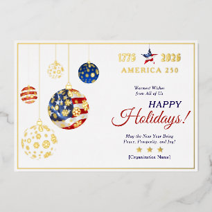 Herdenkings Amerika 250 Patriottische Blauwe Aande Folie Feestdagenkaart