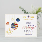 Herdenkings Amerika 250 Patriottische Rode Aandenk Folie Feestdagenkaart (Staand Voorkant)
