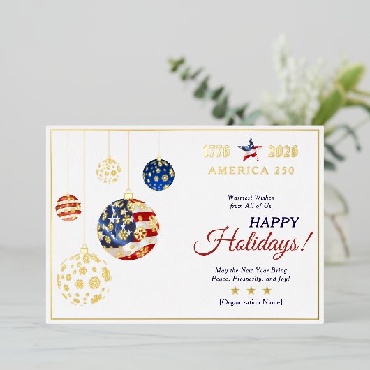 Herdenkings Amerika 250 Patriottische Rode Aandenk Folie Feestdagenkaart (Staand Voorkant)