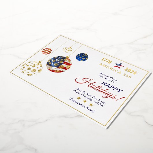 Herdenkings Amerika 250 Patriottische Rode Aandenk Folie Feestdagenkaart (Gedraaid)