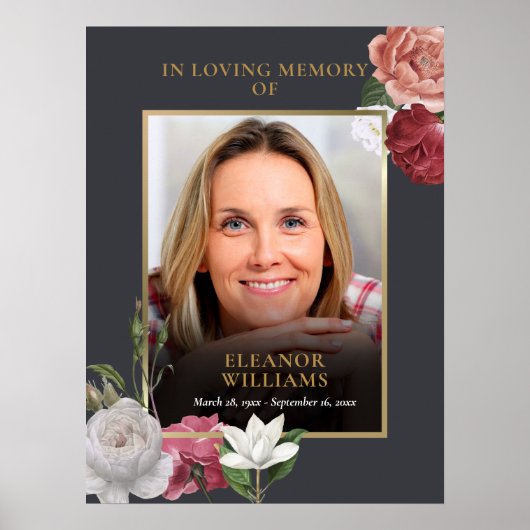 Herdenkings bloem foto viering van het leven poster (Voorkant)