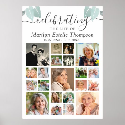 Herdenkings Botanische Hart Bladeren 21 Foto Colla Poster (Voorkant)