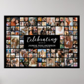 Herdenkings collage met 100 foto's voor een rouwdi poster (Voorkant)