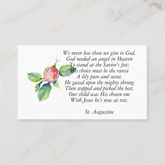 Herdenkings FOTO Rouw Kaarten Rozen Verlies Herinn Visitekaartje (Achterkant)