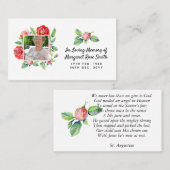 Herdenkings FOTO Rouw Kaarten Rozen Verlies Herinn Visitekaartje (Voorkant / Achterkant)