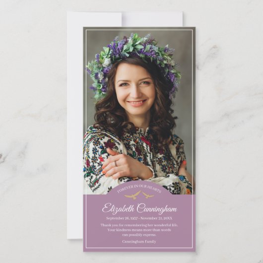 Herdenkings-Funerair Monogram Vogels Klassieke Fot Bedankkaart (Voorkant)