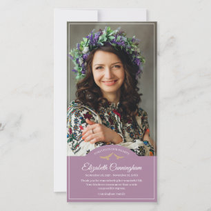 Herdenkings-Funerair Monogram Vogels Klassieke Fot Bedankkaart