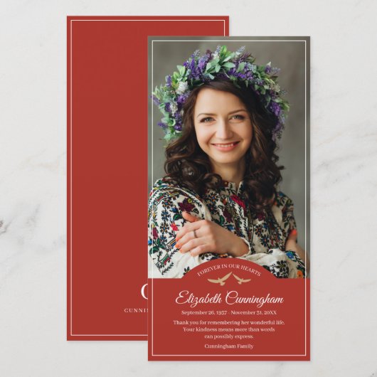 Herdenkings-Funerair Monogram Vogels Klassieke Fot Bedankkaart (Voorkant / Achterkant)