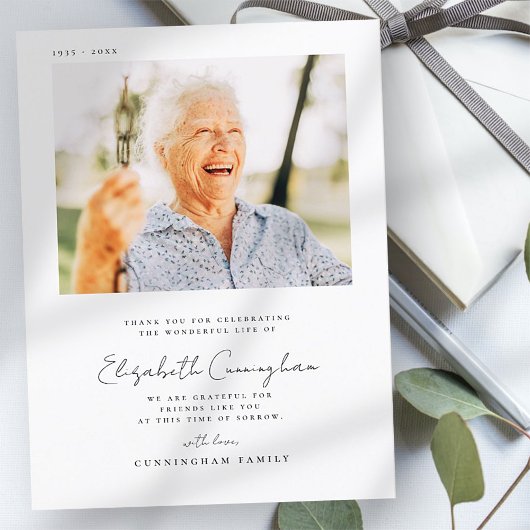 Herdenkings Funeral Elegant Eenvoudig Modern Chiqu Briefkaart