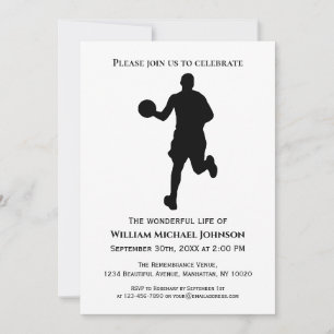 Herdenkings Funeral Zwart en Wit Basketbalspeler Kaart