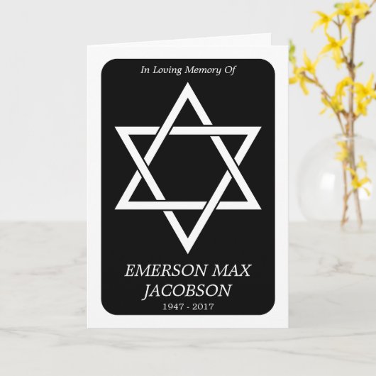 herdenkings kaart: elegante ster van David Kaart (Gele Bloem)