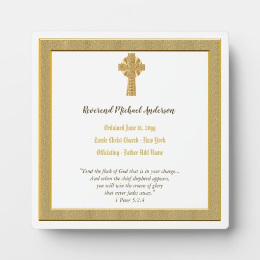 Herdenkings-ORDINATIE geschenk Priester Dominee Di Fotoplaat (Voorkant)