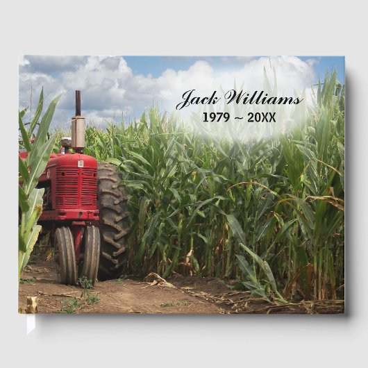 Herdenkings Rode Tractor In Maisveld Gastenboek (Voorkant)