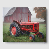 Herdenkings Rode Tractor Met Rode Oude Schuur Gastenboek (Achterkant)