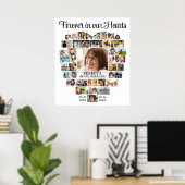 Herdenkings- rouwdienst Hartvormige 40 foto collag Poster (Thuiskantoor)