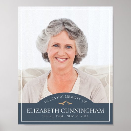 Herdenkings- rouwkaart klassieker vogels foto heri poster (Voorkant)