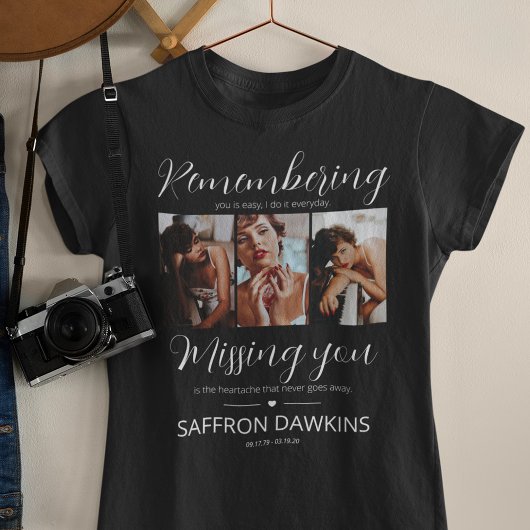 Herdenkings T-shirt met 3 foto's