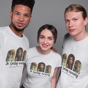 Herdenkings T-shirt met 3 gebogen foto collage voo