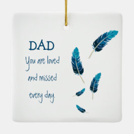 Herdenkings | Veer | Blauw | Keramische Kerstboomv Keramisch Ornament