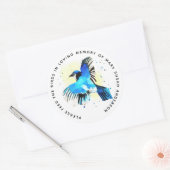 Herdenkingsbegrafenis van het vogelzaadpakket ronde sticker (Envelop)