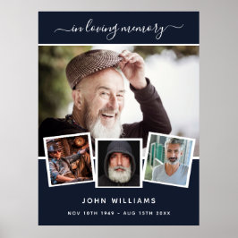 Herdenkingsblauw fotocollage welkom rouwplechtighe poster