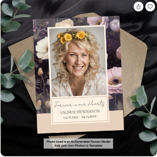Herdenkingsbloem Foto Funeralie Aandenken Kaart