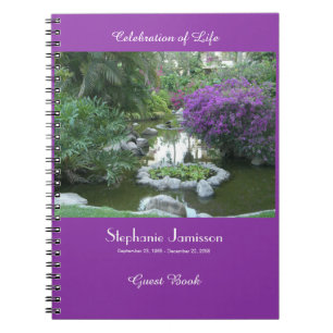 Herdenkingsboek met paarse bloemen notitieboek