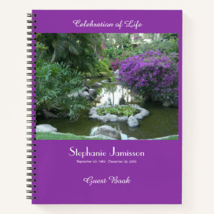 Herdenkingsboek met paarse bloemen notitieboek