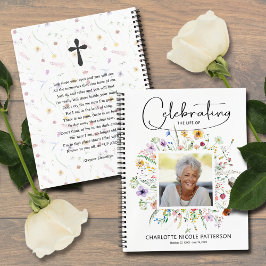 Herdenkingsboek voor rouwdienst met wilde bloemen notitieboek