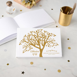 Herdenkingsboom Modern Goud Schrift Gastenboek