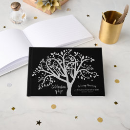 Herdenkingsboom Modern Zilver Schrift Gastenboek