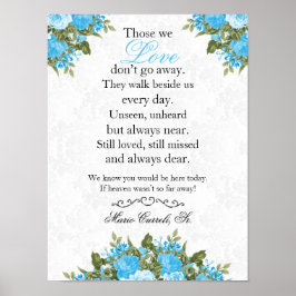 Herdenkingsbord - Baby Blue Bloemen Poster