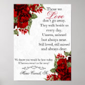 Herdenkingsbord - Donkerrode bloemen Poster (Voorkant)