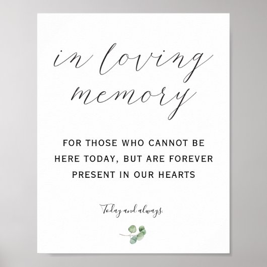 Herdenkingsbord 'In Loving Memory' Poster (Voorkant)