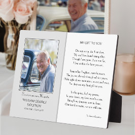 Herdenkingsbord met gedicht en foto fotoplaat