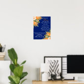 Herdenkingsbord - Oranje bloemen op marineblauw Poster (Thuiskantoor)