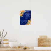 Herdenkingsbord - Oranje bloemen op marineblauw Poster (Keuken)