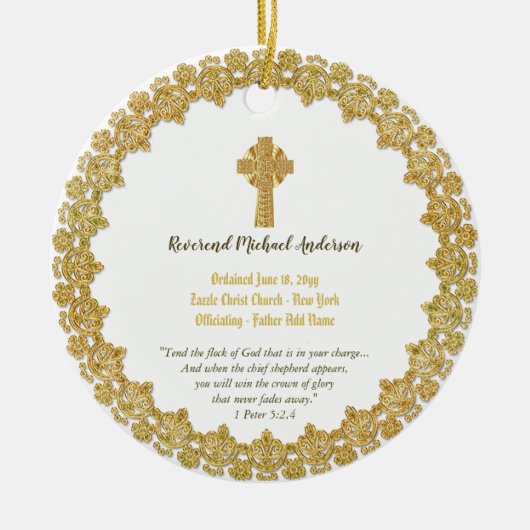 Herdenkingscadeau Priest pastor deacon Keramisch Ornament (Voorkant)