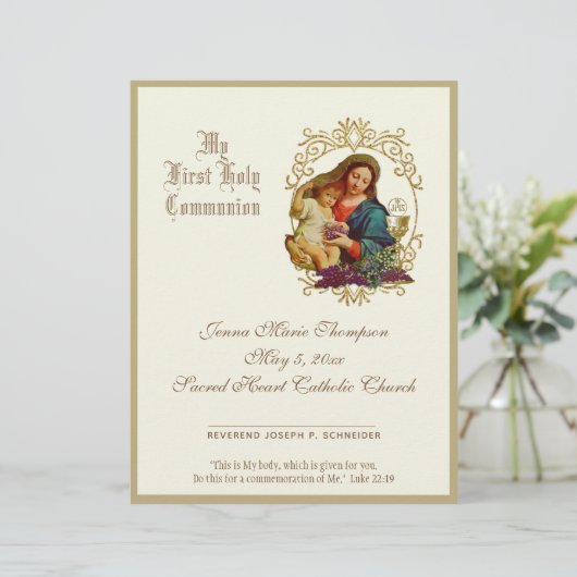 Herdenkingscertificaat katholieke Heilige Communie (Staand voorkant)